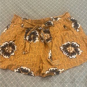 Anthropologie Floral Patterned Shorts - Mustard and Black